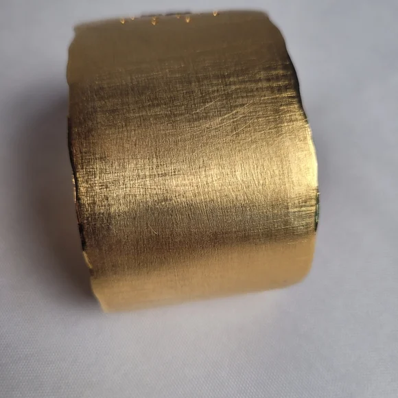 Judith Haas New York Signed Gold Wide Cuff Bracelet Sunburst - Picture 3 of 12